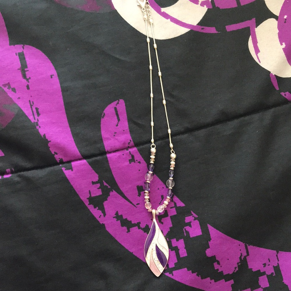 Purple Flower Pedal Diamond Necklace